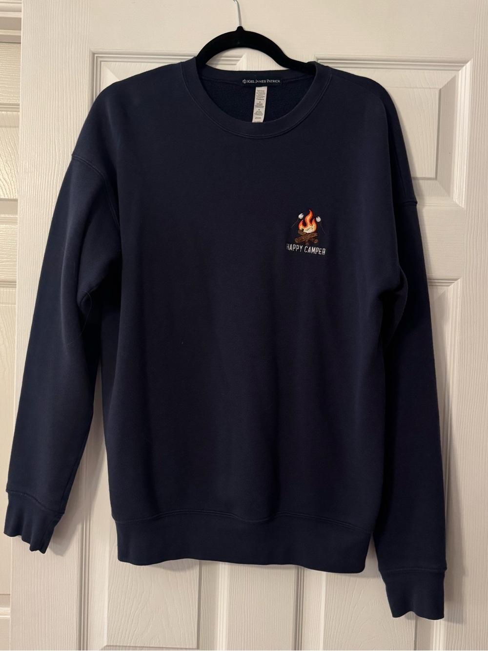 Kiel James Patrick Navy “Happy Camper” Crewneck